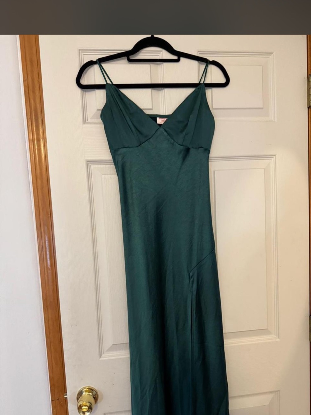 Showpo Emerald Green Satin Slip Maxi Dress